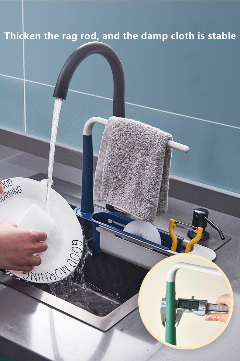 Telescopic Sink Rack – Adjustable Dish Drying & Kitchen Organizer
