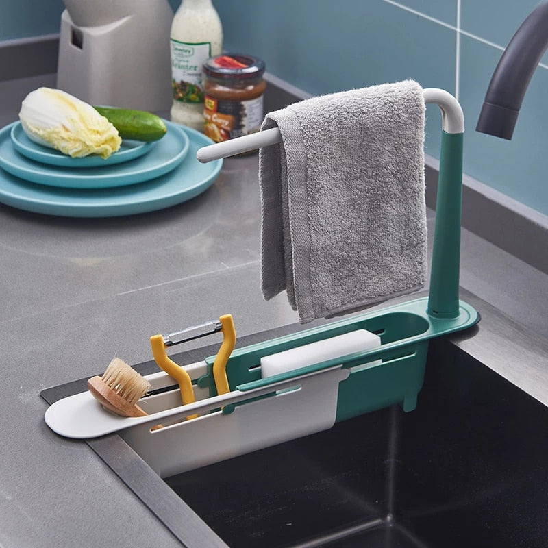 Telescopic Sink Rack – Adjustable Dish Drying & Kitchen Organizer